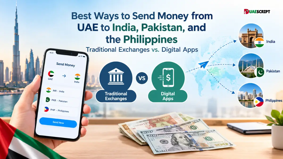 Best Ways to Send Money from UAE to India, Pakistan, and the Philippines | Traditional Exchanges vs. Digital Apps